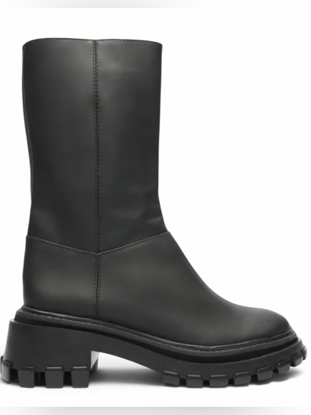 SCHUTZ Juany Black Leather Chunky Lug Sole Boots